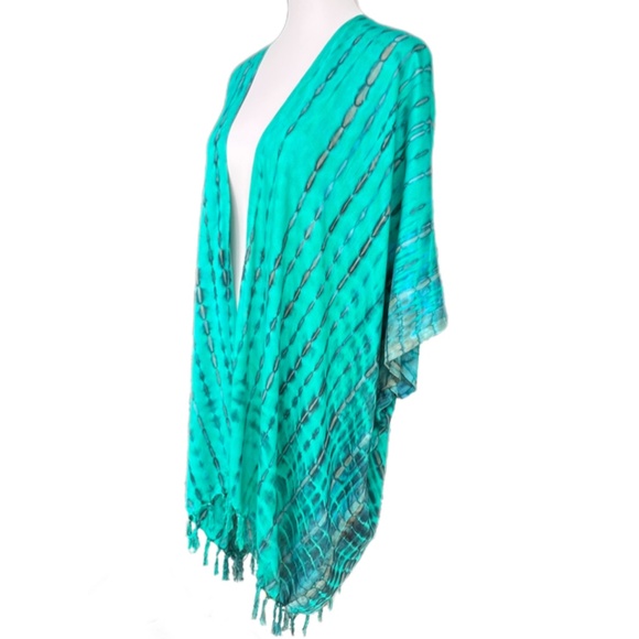 0144 / Tie Dye Green Brown Cardigan Outer, Oversized Top - Picture 4 of 13